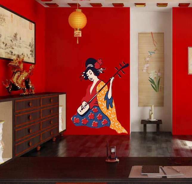 Girl Japanese Wall decal, Girl Wall sticker,modern wall art, Multi Color k-888