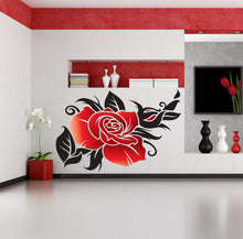 Load image into Gallery viewer, Red Rose Sticker-Custom Name decor - Rose for Bathroom Flower Decor (wall decals peel and stick) Multi Color kc-68