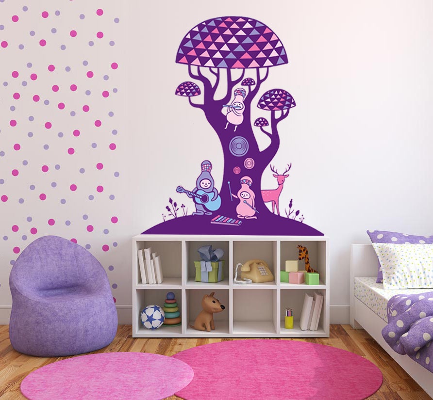 Fairy tree kids room Wall decal, Fairy tree Wall sticker,modern wall art, Multi Color K-248
