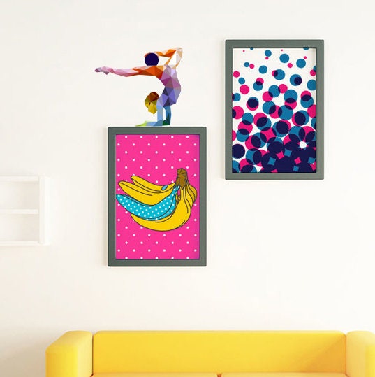 Sport Rhythmic gymnastics Polygonal Wall decal, gymnastics Polygon sticker,modern wall art, Multi Color GD150