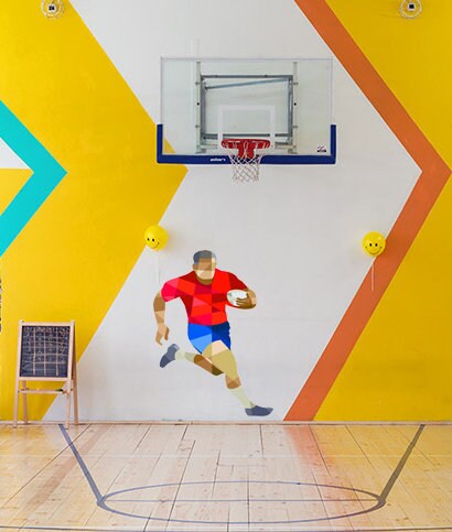 Sport Rugby football Polygonal Wall decal, Rugby football Polygon sticker,modern wall art, Multi Color GD151
