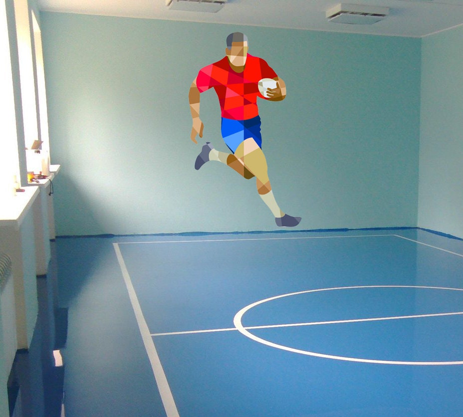 Sport Rugby football Polygonal Wall decal, Rugby football Polygon sticker,modern wall art, Multi Color GD151
