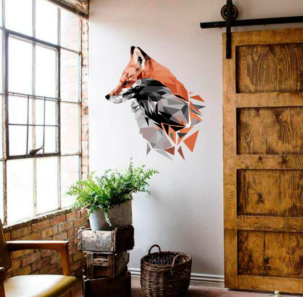 Fox face Polygonal Wall decal, Fox Polygon sticker, modern wall art, Nursery Baby Bedroom Playroom Living Room Murals Multi Color GD217