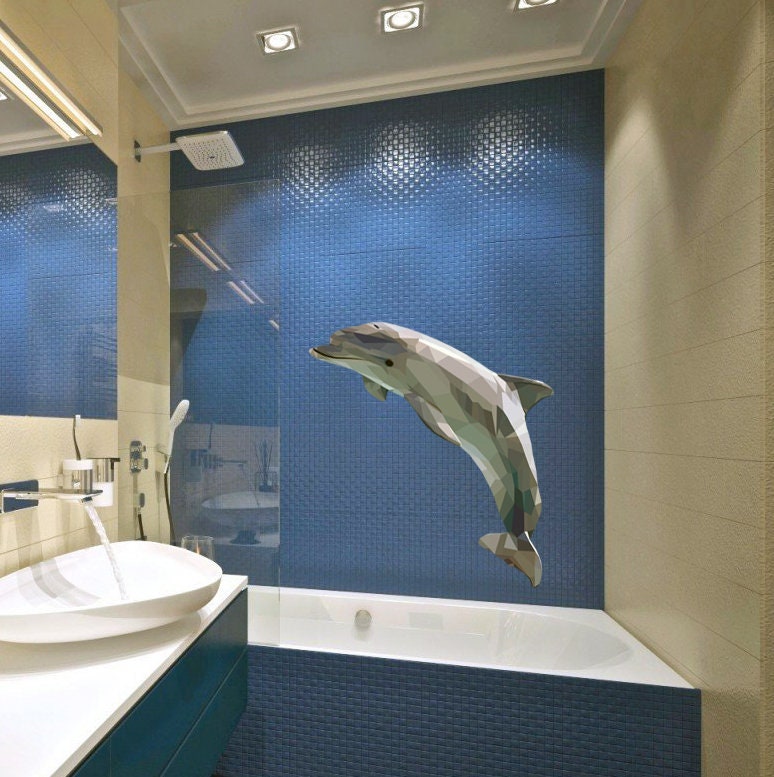 Dolphin Family Ocean Wall Decals, Fish, Undersea Decor Stickers for Kids Room Underwater Sea Wall Stickers, Boys Girls Toddler Baby GD158