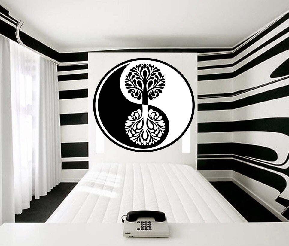 Mandala Yin Yang Wood Namaste Wall decal, Mandala Yin Yang Wall sticker,modern wall art, Multi Color AN-1