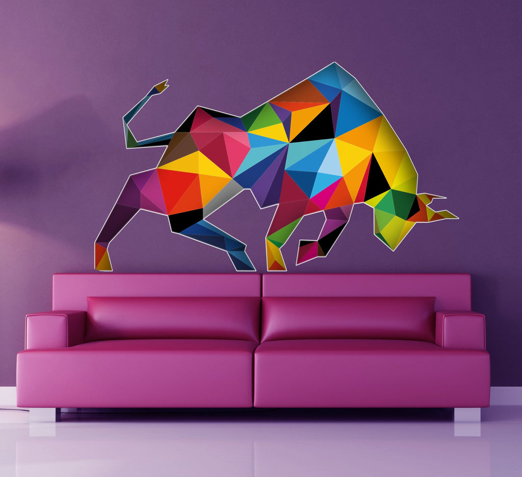 Bull Zodiac Vinyl Decal Car Window Wall Truck Sticker, Bull ox Wall sticker, modern wall art, Multi Color AN-661