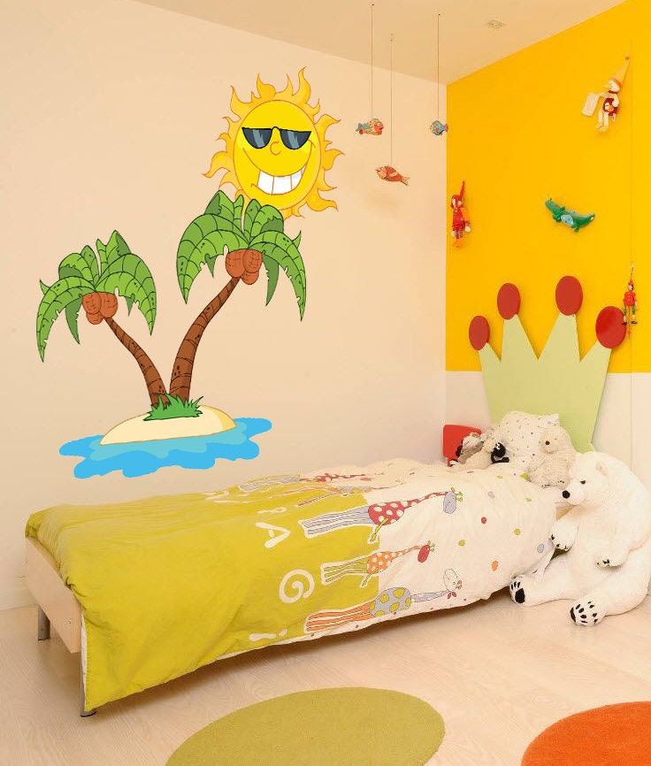 Sun palm Wall decal, Sun palm Wall sticker,modern wall art, Multi Color k-844