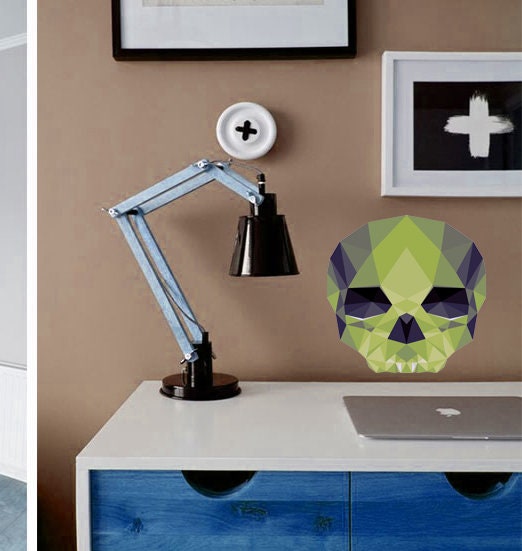 Skull Polygonal Wall decal, Vinyl Sugar Skull Wall Decal Skull Wall Sticker Mexican Wall Décor Wall Graphic Wall Mural Home Art Deco