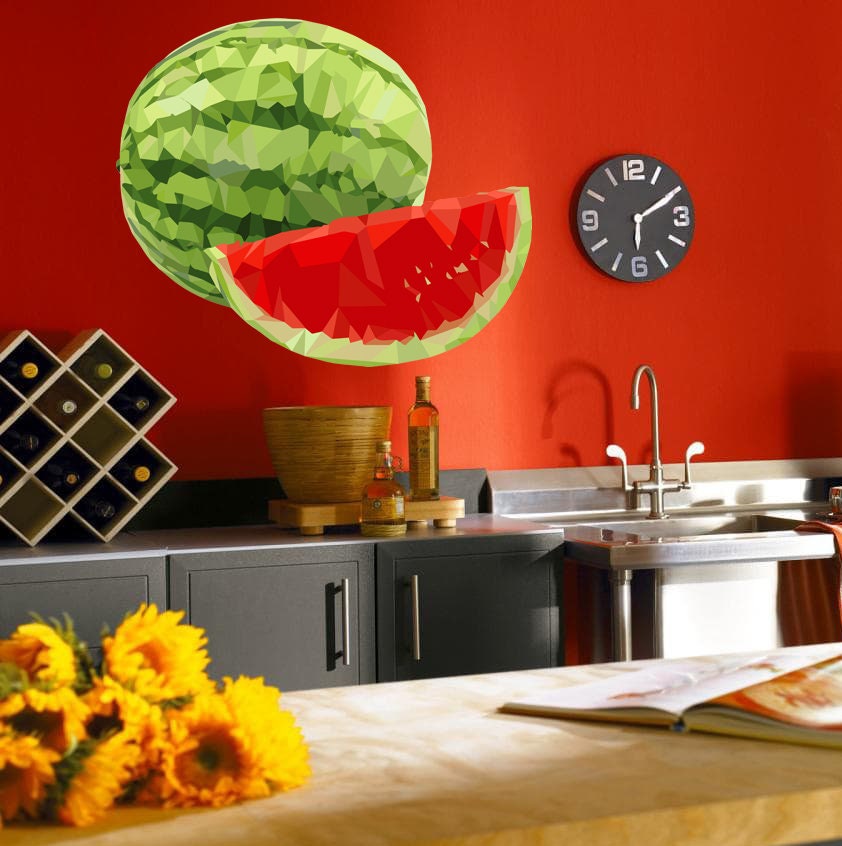 DIY Self Adhesive Summer Watermelon Wall Decals, Peel and Stick Nursery Kids Fruit Wall Stickers Girls Bedroom Wall Decor Multi Color GD233