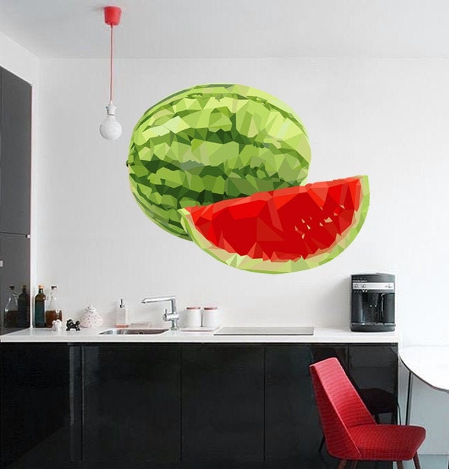 DIY Self Adhesive Summer Watermelon Wall Decals, Peel and Stick Nursery Kids Fruit Wall Stickers Girls Bedroom Wall Decor Multi Color GD233