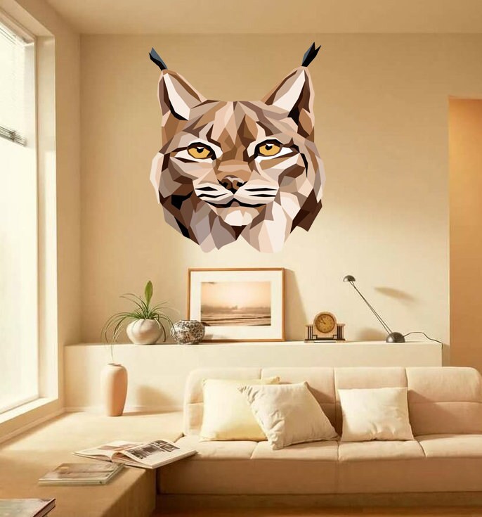 Lynx Animal Polygonal Wall decal, Lynx Animal Polygon sticker, modern wall art, Multi Color GD234