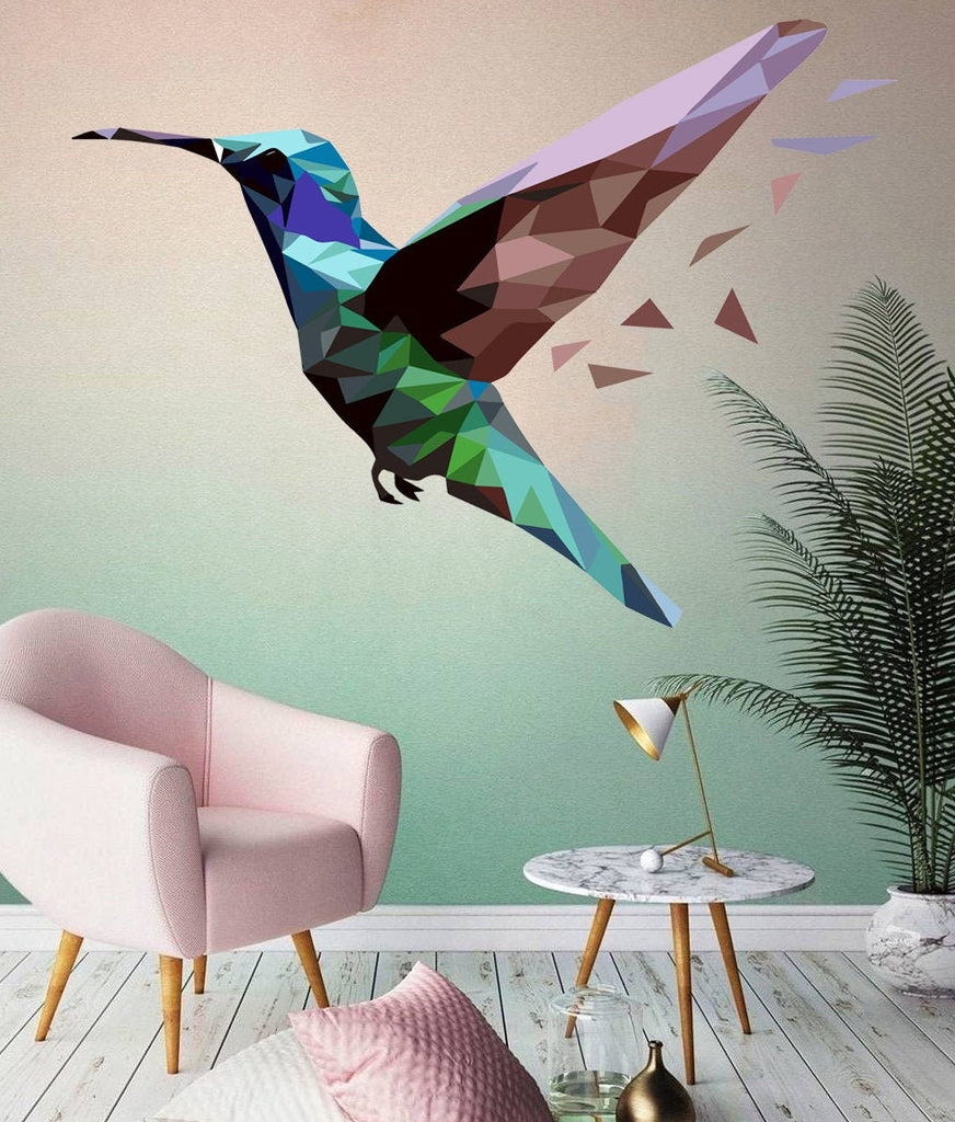 Hummingbird Wall Art Stickers, Watercolor Flying Bird Wall Decal Peel and Stick Wall Decor Mural for Bedroom, Living Kids bedroom's, GD237