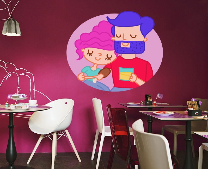 Couple in love Wall decal, love Wall sticker,modern wall art, Multi Color AN-673
