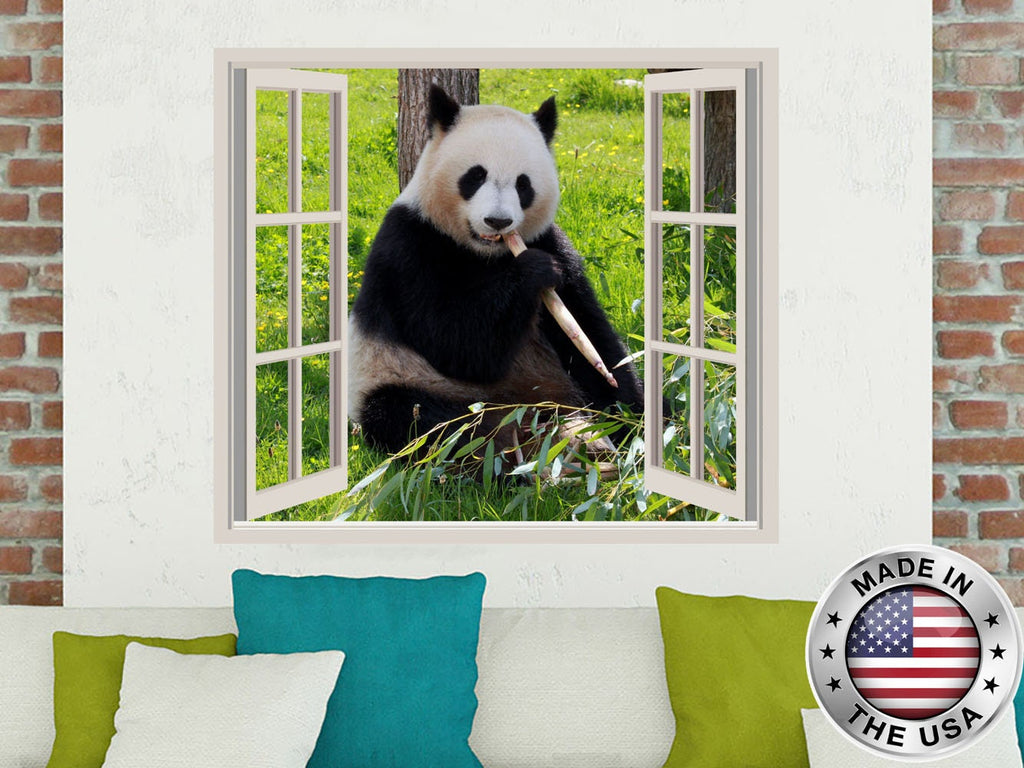 Panda Bear Window Wall Decal. Nature Vinyl Sticker Murals. Bear Removable Decals. Panda Room Decorations. Panda Aimal Above Bed Decor NT108