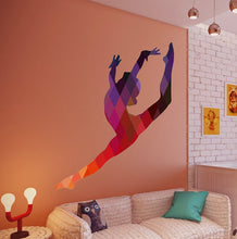 Load image into Gallery viewer, Sport Rhythmic gymnastics Polygonal Wall decal, Silhouette girl Polygon sticker,modern wall art, Multi Color