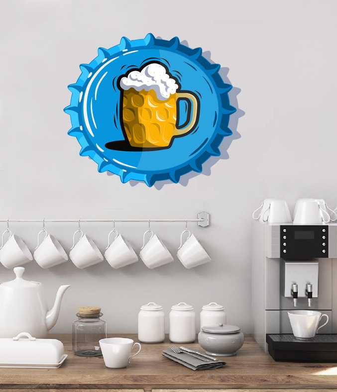 Beer Cork Mug Wall decal, Beer Cork Wall sticker,modern wall art, Multi Color GD-173