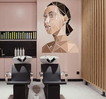 Load image into Gallery viewer, Hair salon Girl Polygonal Wall decal, Hairdresser Beauty Salon Polygonal Girls Wall Art Stickers Decals Vinyl Home Room Decor - GD175