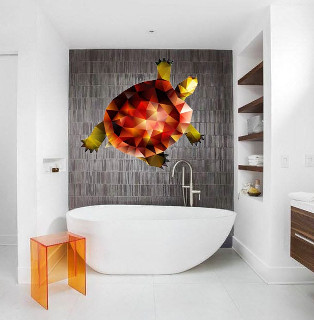 Turtle Animal Polygonal Wall decal,Cute Turtle Wall Sticker Decal Animal Kids Nursery Bedroom Bathroom, Multi Color GD177