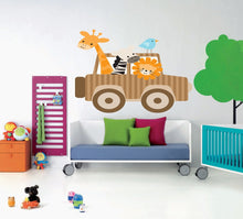 Load image into Gallery viewer, Cheerful car animals Wall decal, car animals Wall sticker,modern wall art, Multi Color AN-125