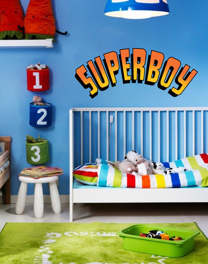 Super Boy lettering Wall decal, Super Boy Wall sticker,modern wall art, Multi Color kc-594