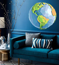 Load image into Gallery viewer, Planet Earth Polygonal Wall decal, Planet Earth Polygon sticker,modern wall art, Multi Color GD239