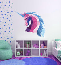 Load image into Gallery viewer, Magical Unicorn Polygonal Wall decal, Unicorn Polygon sticker,unicorn room decor for girls bedroom, unicorn room decor, Multi Color GD179