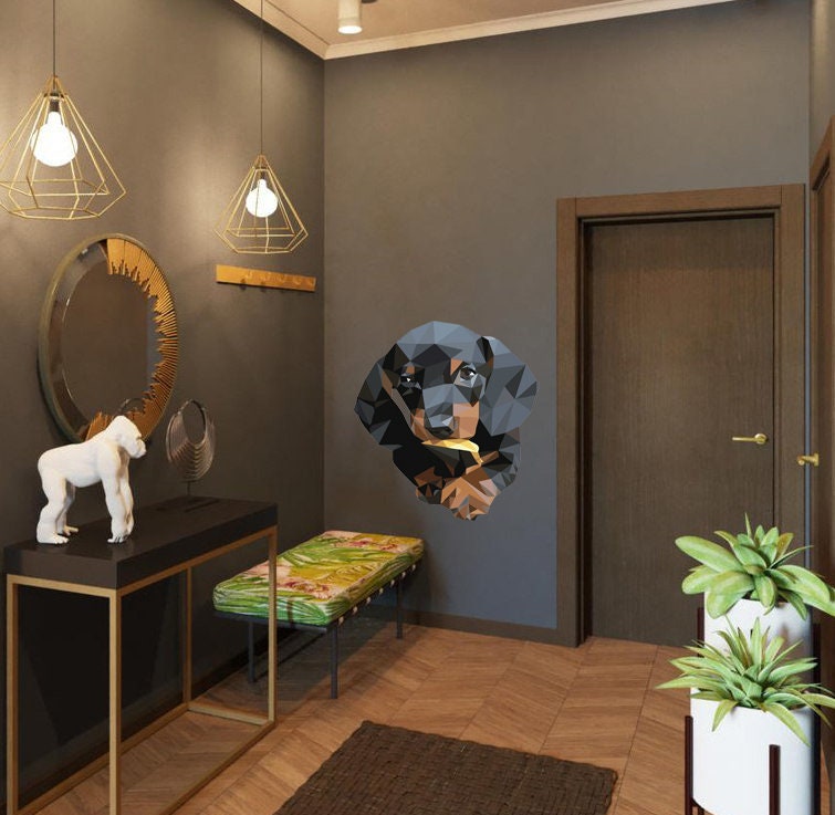Dog Dachshund Polygonal Wall decal, dog stickers, dog decorations for the home, home decor, living room decor, dog sticker Multi Color GD180