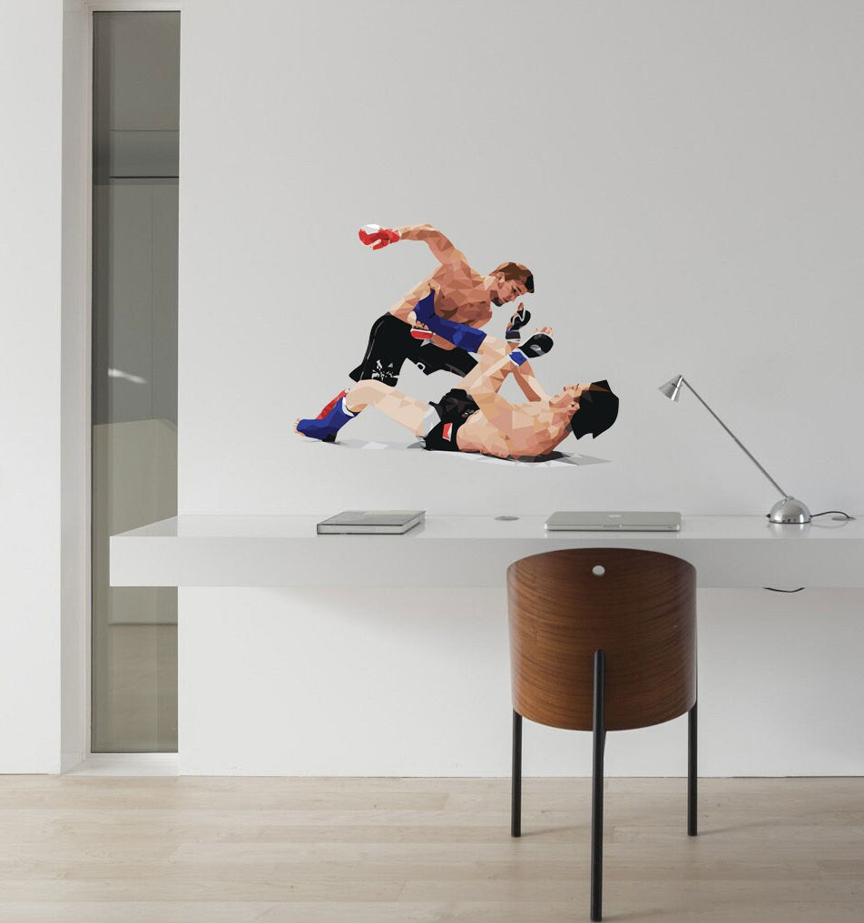 Boxing Sport MMA Polygonal Wall decal, Boxing Polygon sticker,modern wall art, Multi Color GD187