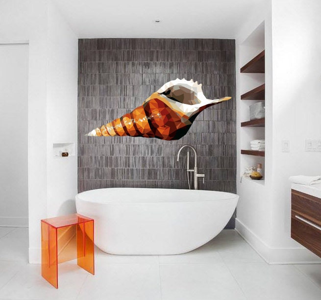 Shell Polygonal Wall decal, Shell Polygon sticker,modern wall art, Multi Color GD247