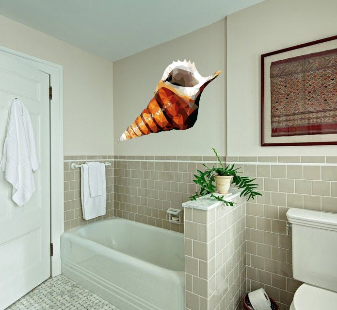 Shell Polygonal Wall decal, Shell Polygon sticker,modern wall art, Multi Color GD247