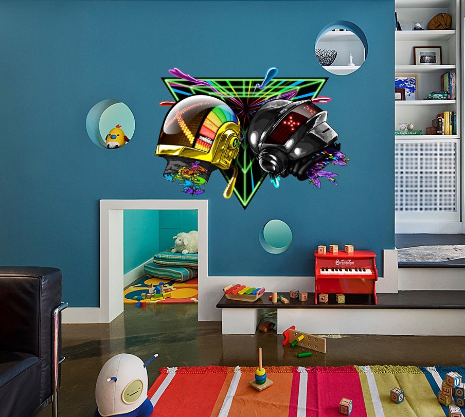 Robot Decal, Robot Decor for Boys Room, Peel Stick Wallpaper, Kids Room Wall Decor,Multi Color kс-831
