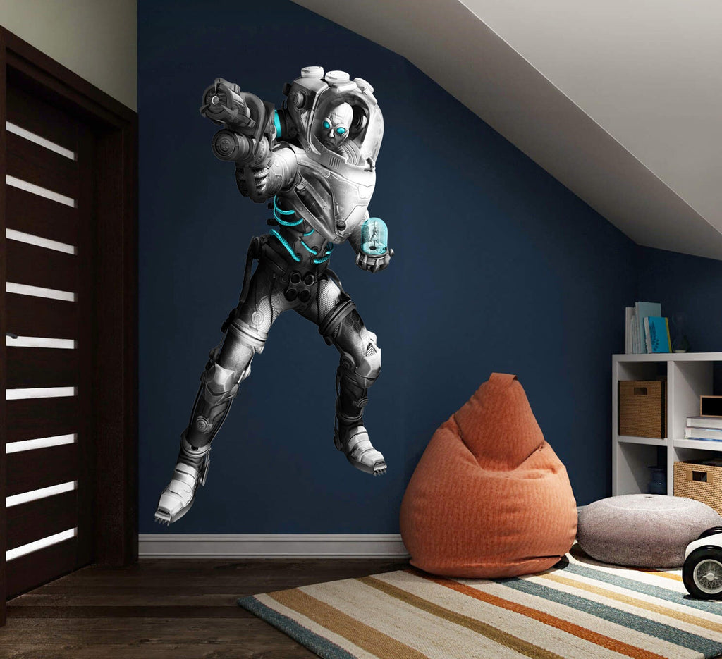 Robot Decal, Robot Decor for Boys Room, Peel Stick Wallpaper, Kids Room Wall Decor,, Multi Color k-840