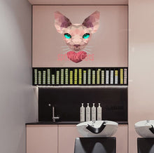 Load image into Gallery viewer, Sphinx cat Grooming salon Polygonal Wall decal, wall decor living room Sphinx cat Polygon sticker,modern wall art, Multi Color GD189