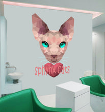 Load image into Gallery viewer, Sphinx cat Grooming salon Polygonal Wall decal, wall decor living room Sphinx cat Polygon sticker,modern wall art, Multi Color GD189