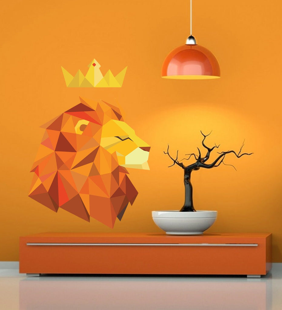 Vinyl Wall Decal African King Lion Crown Wild Big Cat Stickers Large Decor modern wall art, animal wall decals Multi Color GD195