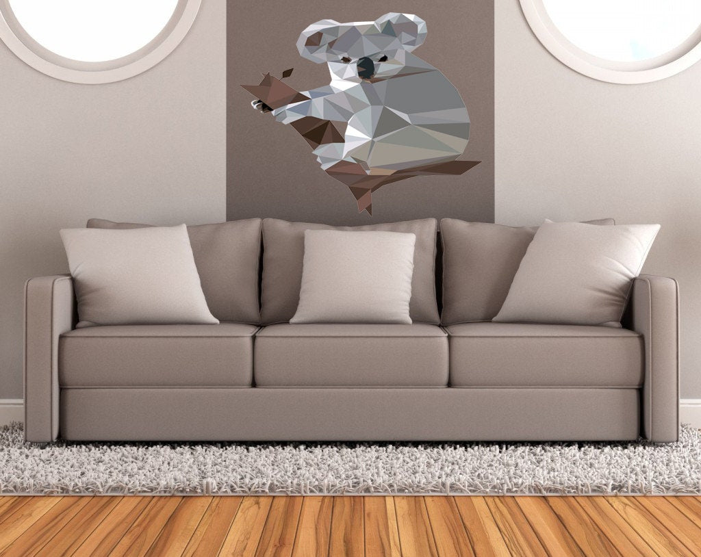 Koala Animal Polygonal Wall decal, Koala Animal Polygon sticker, modern wall art, Baby Nursery Décor Kids Room Decoration Multi Color GD196