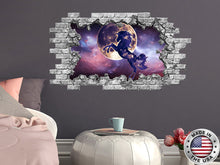 Load image into Gallery viewer, Magical Unicorn Hole in the Decals. Fantasy Vinyl Sticker Murals. Unicorn and Moon Above Bed Decals. Unicorn Space  Girl Bedroom Decor NT113