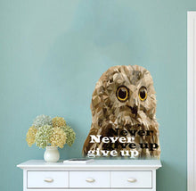 Load image into Gallery viewer, Owl Quote Never give up Polygonal Wall decal, Owl Polygon sticker,modern wall art, Multi Color GD200