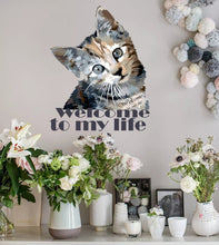 Load image into Gallery viewer, Cat Quote welcome to my life Polygonal Wall decal, Cat Polygon sticker,modern wall art, Multi Color GD201