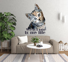 Load image into Gallery viewer, Cat Quote welcome to my life Polygonal Wall decal, Cat Polygon sticker,modern wall art, Multi Color GD201