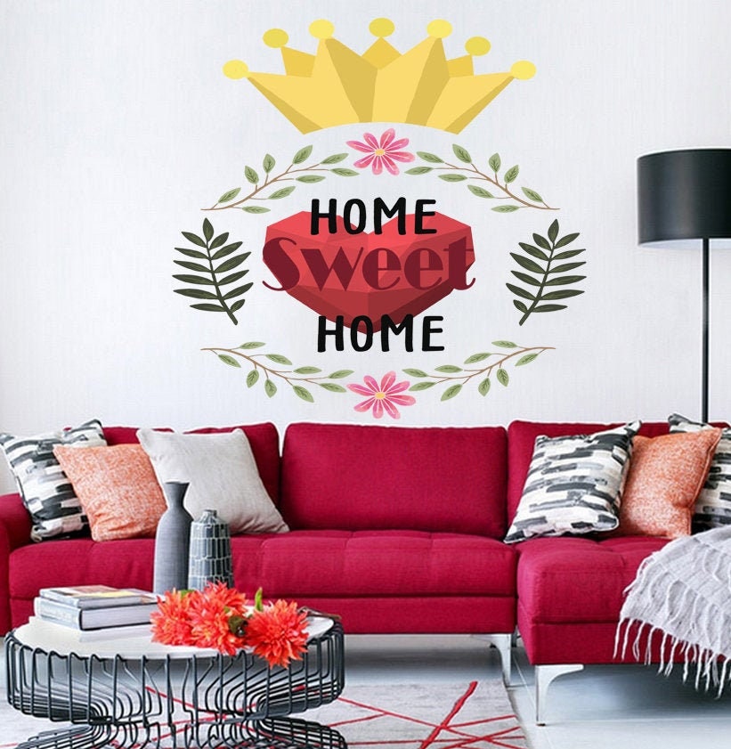 Quote Home Sweet Home Polygonal Wall decal, Quote Polygon sticker,modern wall art, Multi Color GD203