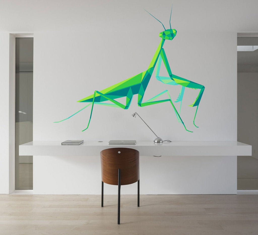 Mantis insect Polygonal Wall decal, Mantis insect Polygon sticker,modern wall art, Multi Color GD262