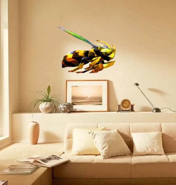 Bumblebee Polygonal Wall Decal, Hornet, Bee Decal, Bees Wall Decals, Bumble Bee Wall Stickers, Wall Decor, Vinyl Wall Decals, Bees, GD263