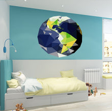 Load image into Gallery viewer, Planet Earth Polygonal Wall decal, Planet Earth Polygon sticker,modern wall art, Multi Color GD211