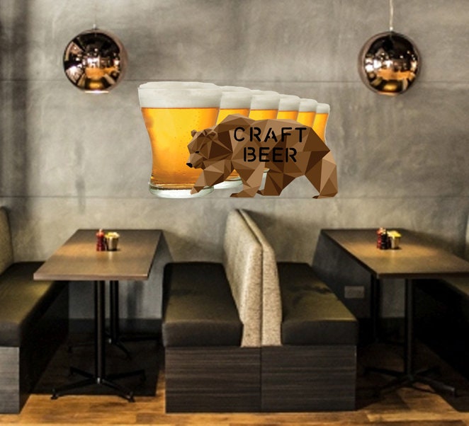 Craft beer Polygonal Wall decal, Craft beer Polygon sticker,modern wall art, Multi Color GD213