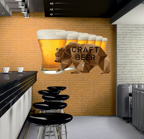 Craft beer Polygonal Wall decal, Craft beer Polygon sticker,modern wall art, Multi Color GD213