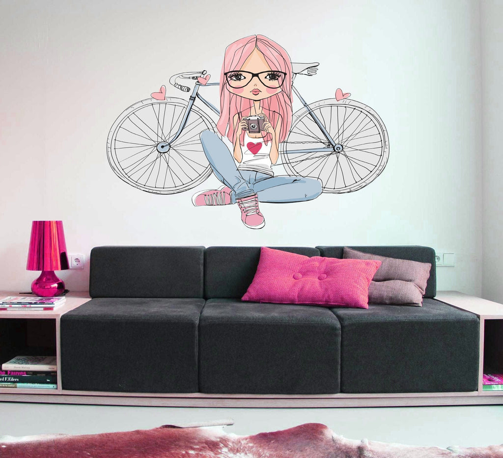 Stylish Girl Wall decal, Stylish Girl Wall sticker,modern wall art, Multi Color k-894