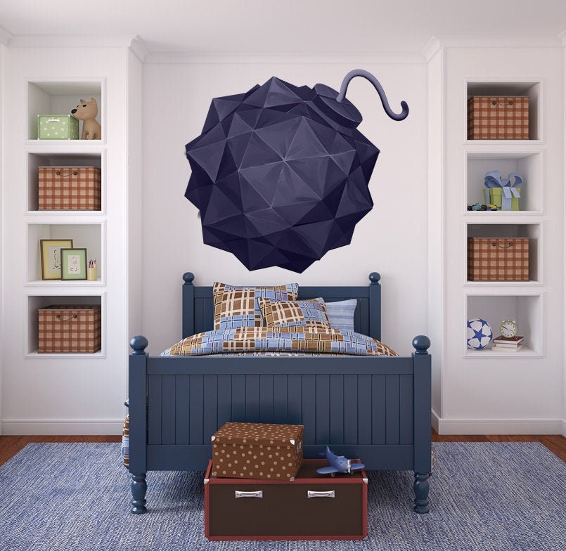 Bomb Polygonal Wall decal, Bomb Polygon sticker,modern wall art, Multi Color GD216