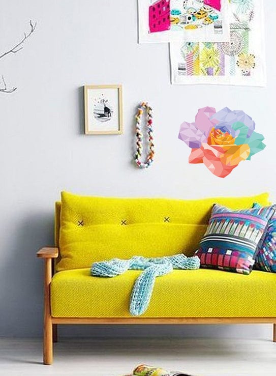 Flowers Polygonal Wall decal, flowers Polygon sticker , Marvel Room decor for boys ,modern wall art, Multi Color GD220