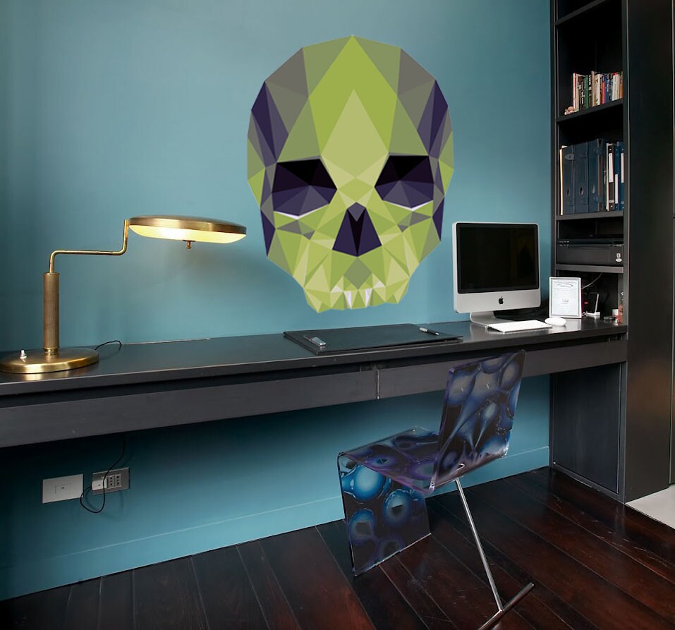 Skull Polygonal Wall decal, Vinyl Sugar Skull Wall Decal Skull Wall Sticker Mexican Wall Décor Wall Graphic Wall Mural Home Art Deco